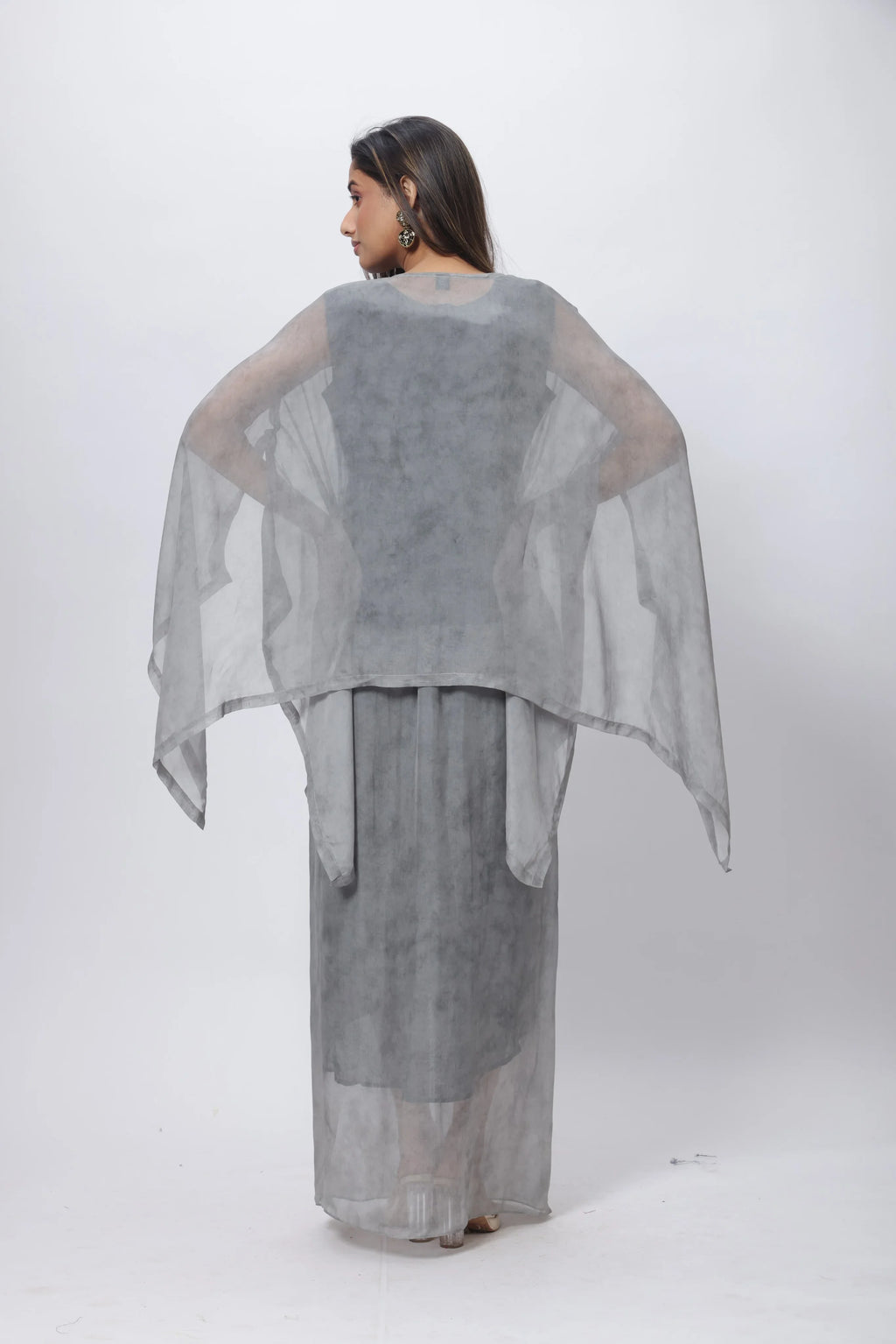 Kaftan Styled Coord Set in Steel Grey