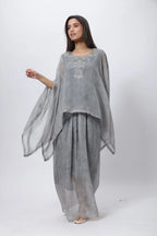 Kaftan Styled Coord Set in Steel Grey