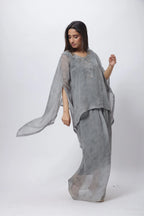 Kaftan Styled Coord Set in Steel Grey