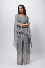 Kaftan Styled Coord Set in Steel Grey