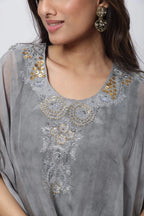 Kaftan Styled Coord Set in Steel Grey