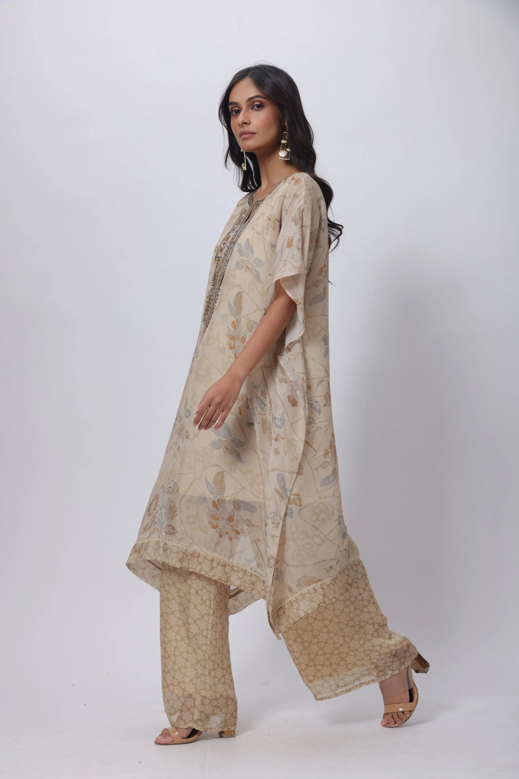 Kaftan Styled Coord Set in Ecru