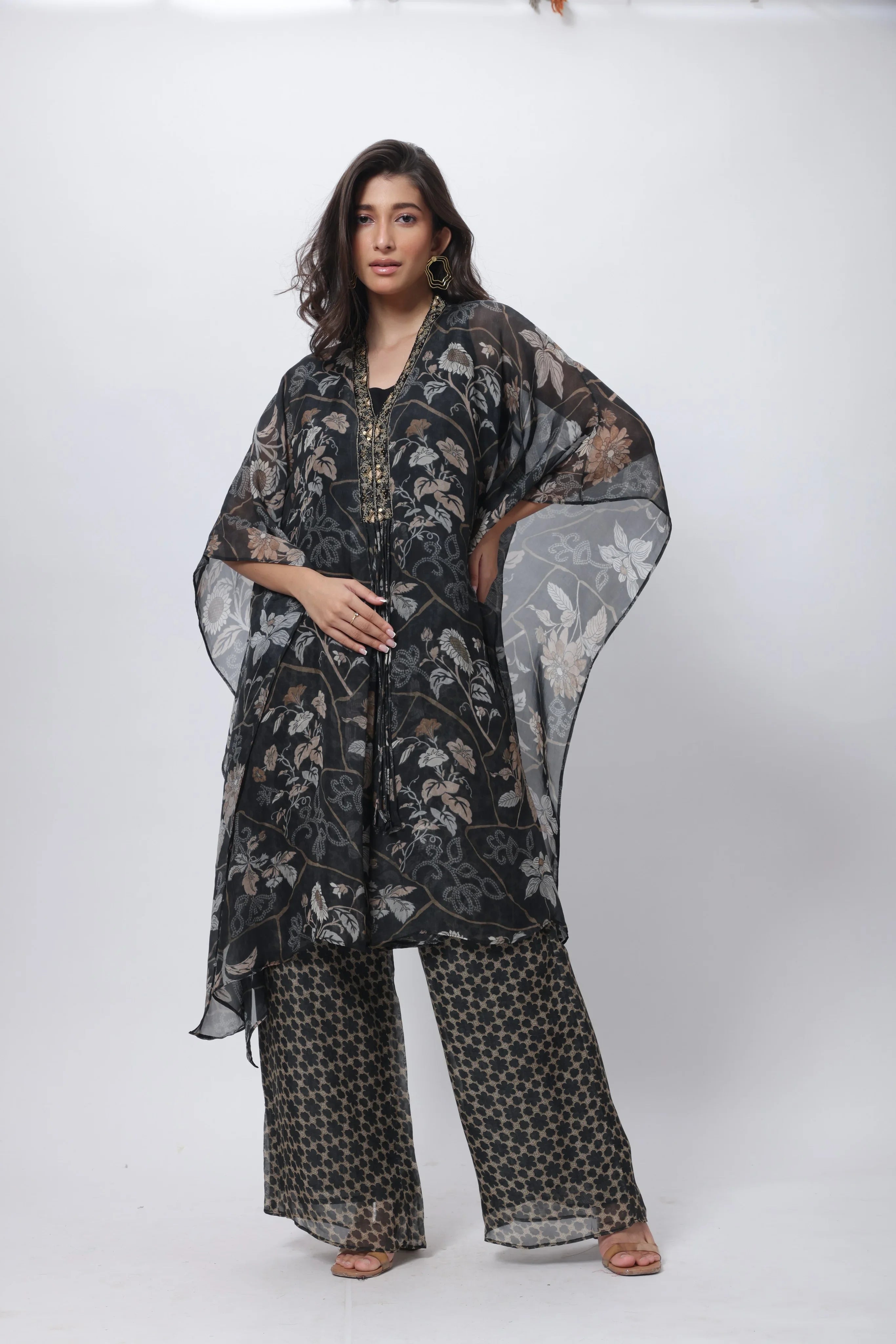 Kaftan Styled Coord Set in Black