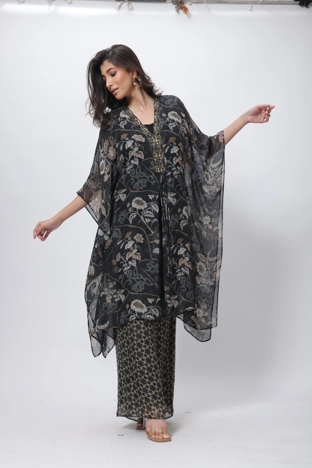 Kaftan Styled Coord Set in Black