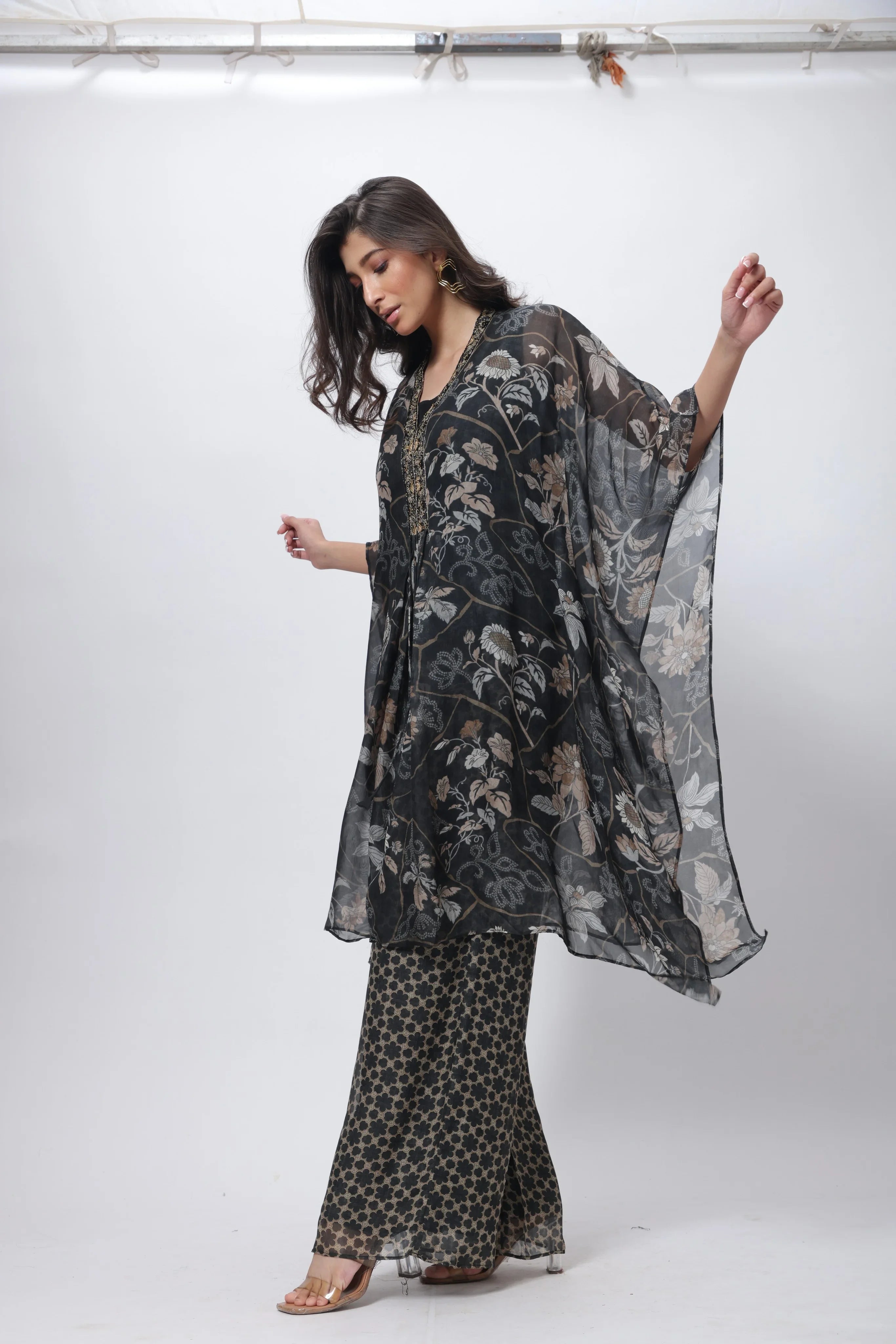 Kaftan Styled Coord Set in Black