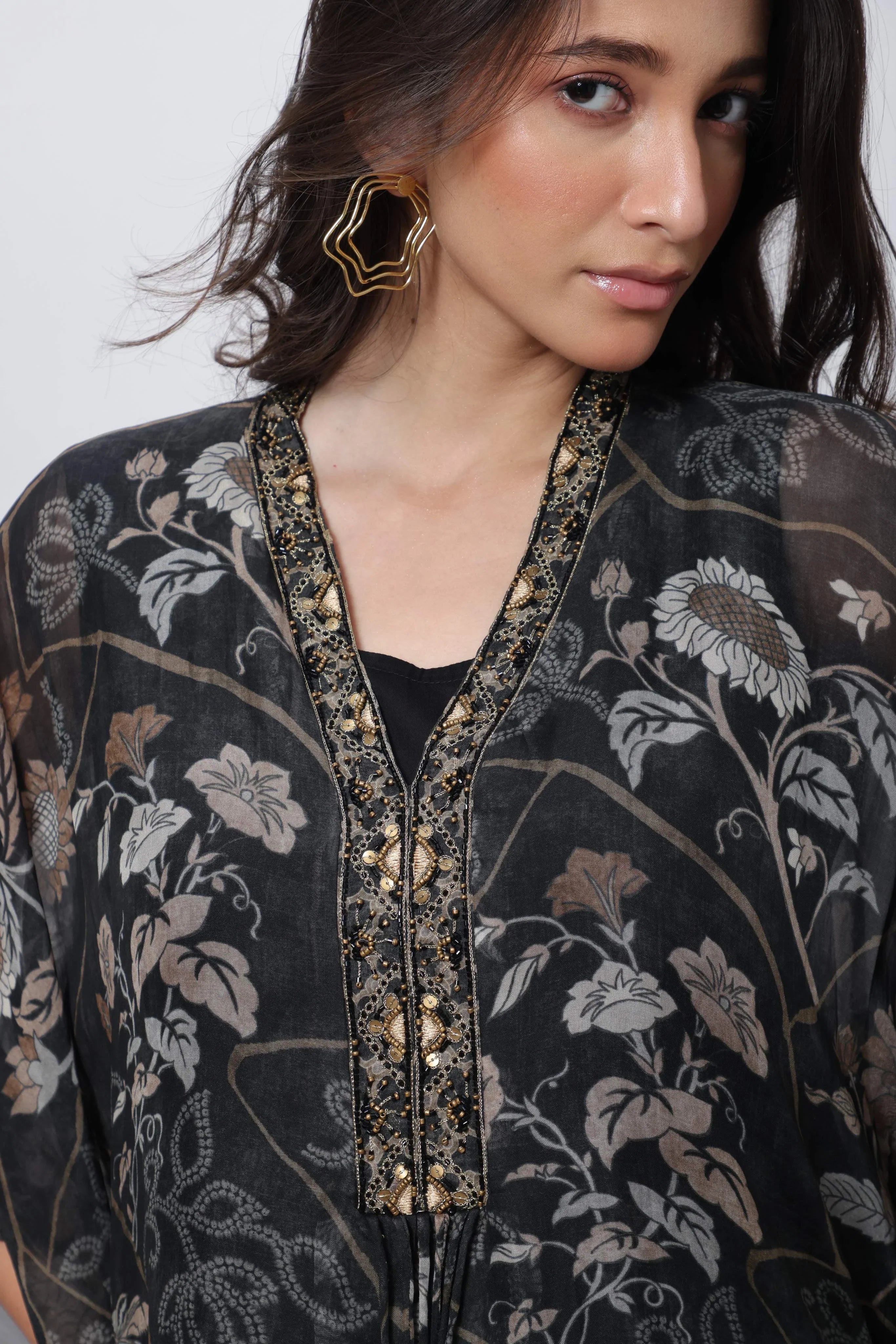 Kaftan Styled Coord Set in Black