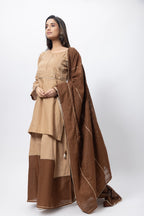 Textured Three Piece Suit Set in Brown