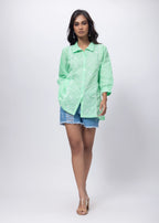 Embroidered Short Length Kurti in Mint Green