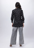 Printed Short Length Kurti in Black