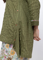 Printed and Textured Suit Set in Forest Green