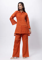 Textured Co-ord Set in Saffron