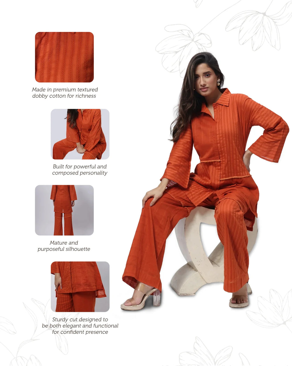 Textured Co-ord Set in Saffron
