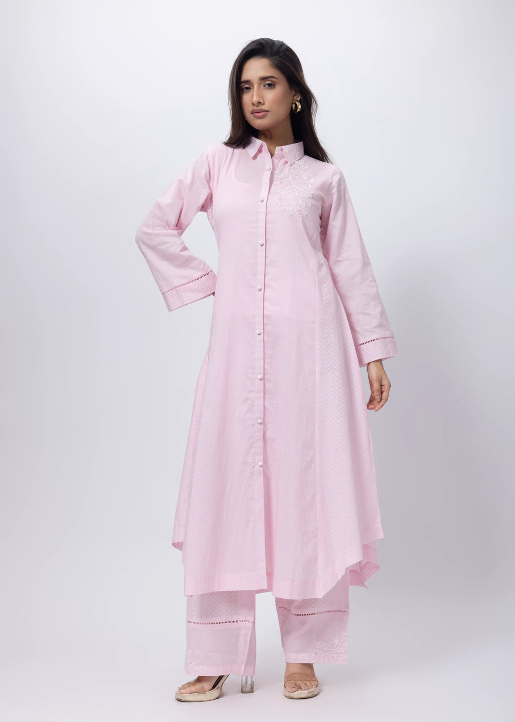 A Line Texture Co-ord Set in Baby Pink