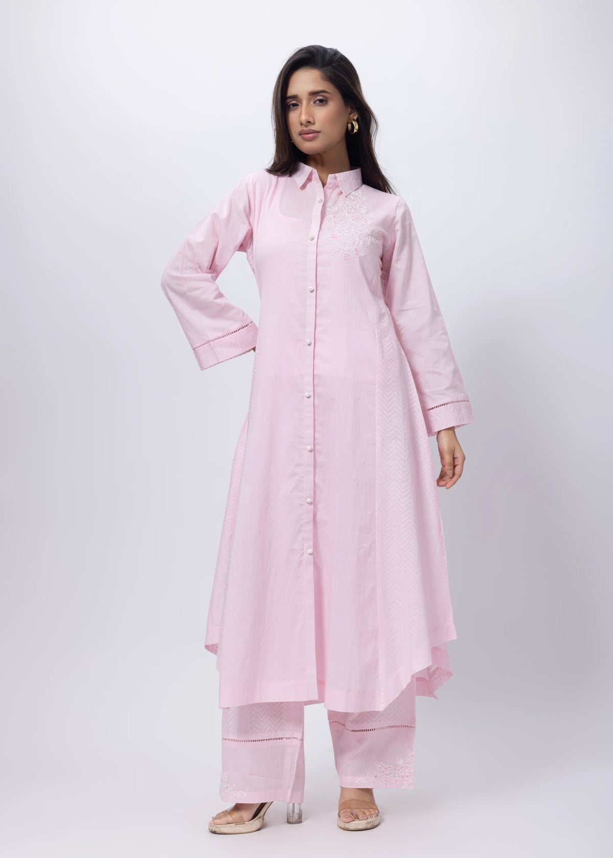 A Line Texture Co-ord Set in Baby Pink