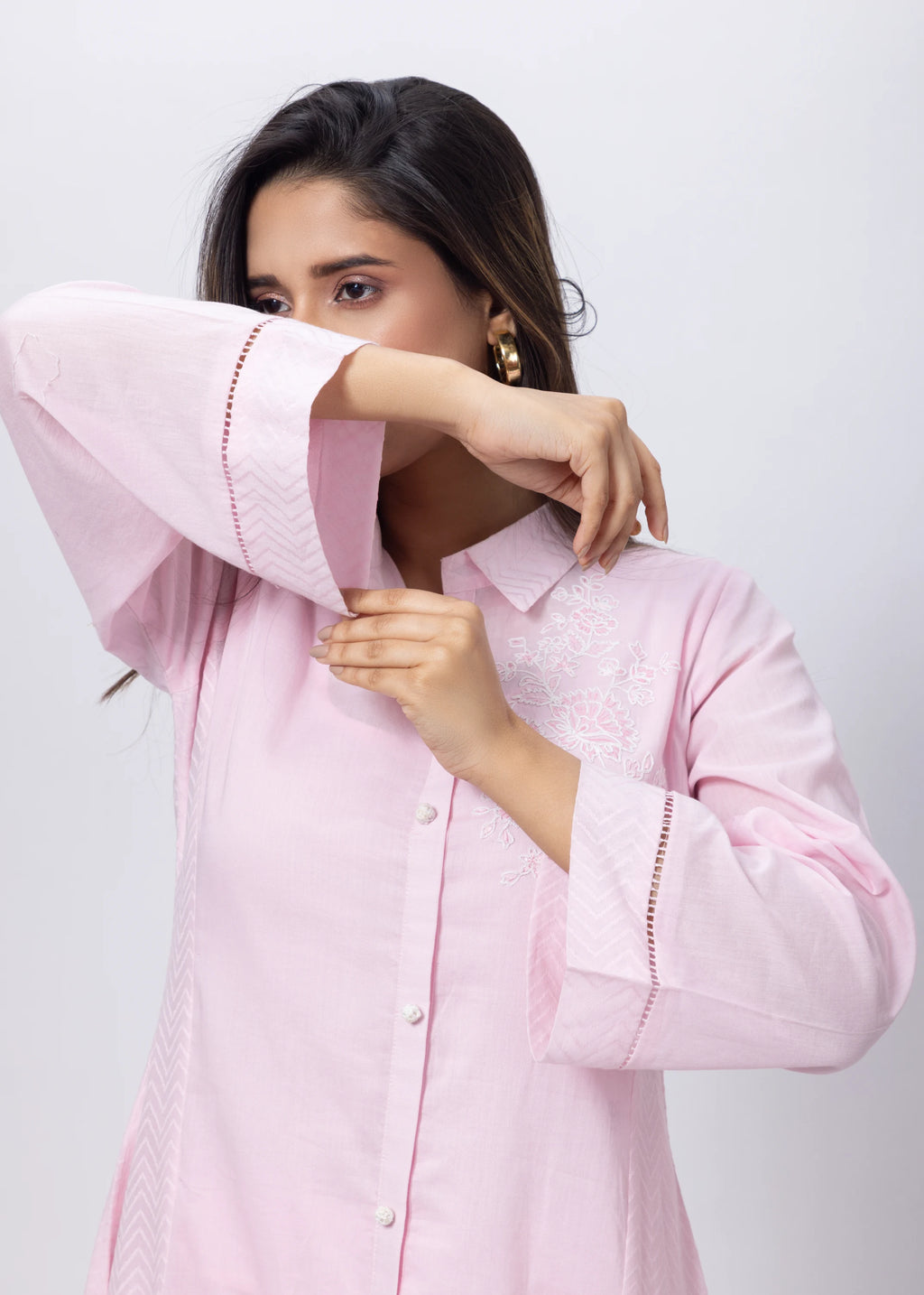 A Line Texture Co-ord Set in Baby Pink
