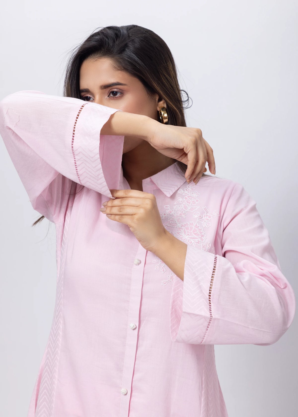 A Line Texture Co-ord Set in Baby Pink