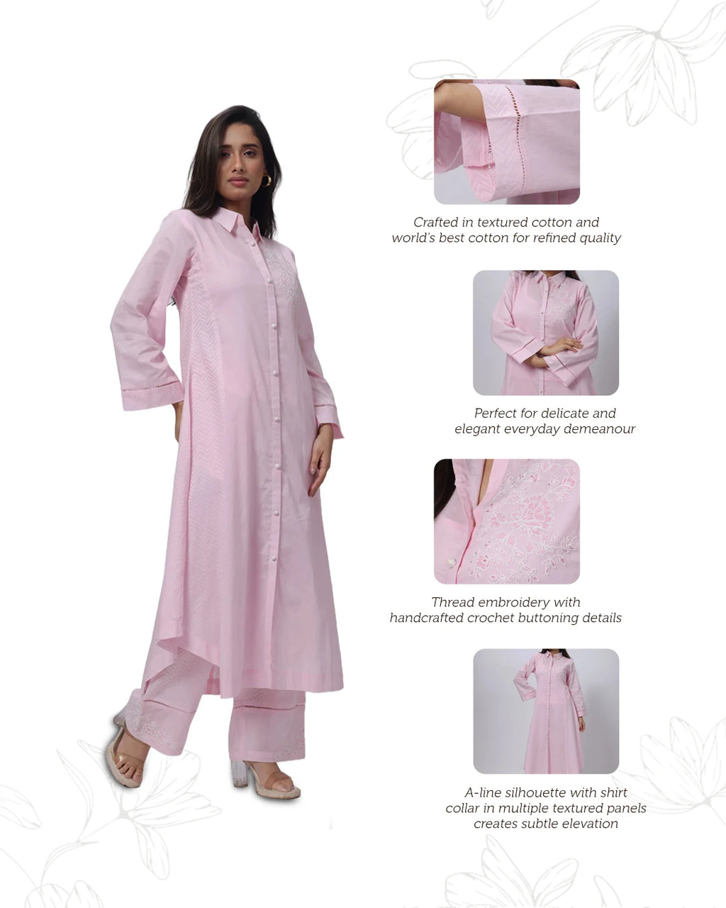 A Line Texture Co-ord Set in Baby Pink