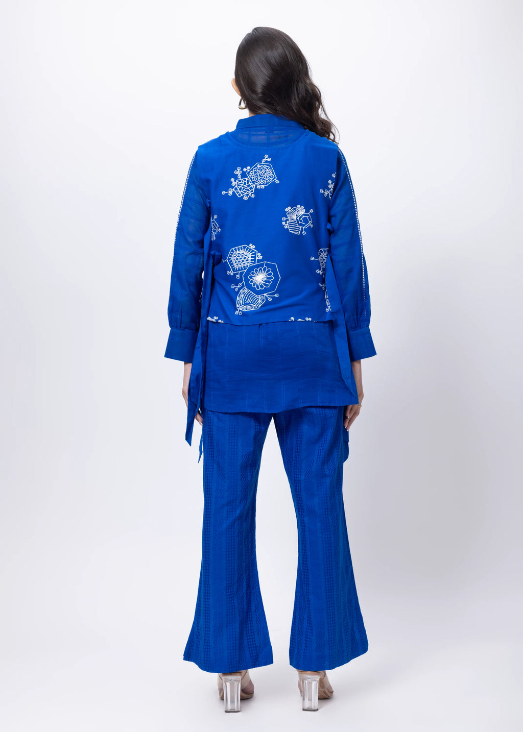Three Piece Indo Western Set in Electric Blue