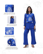 Three Piece Indo Western Set in Electric Blue