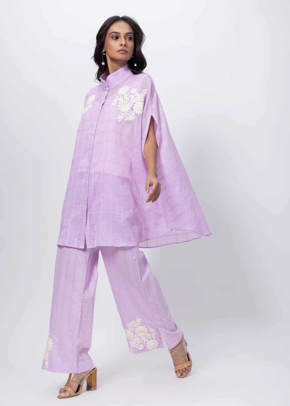 Shirt styled Kaftan Co-ord Set in Lilac