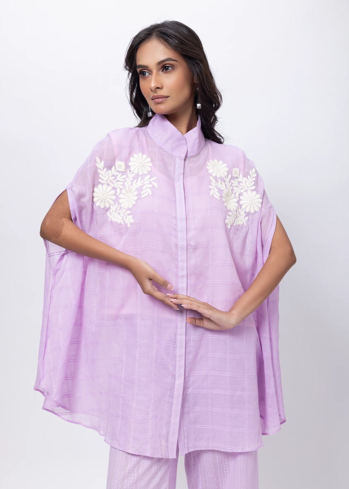 Shirt styled Kaftan Co-ord Set in Lilac