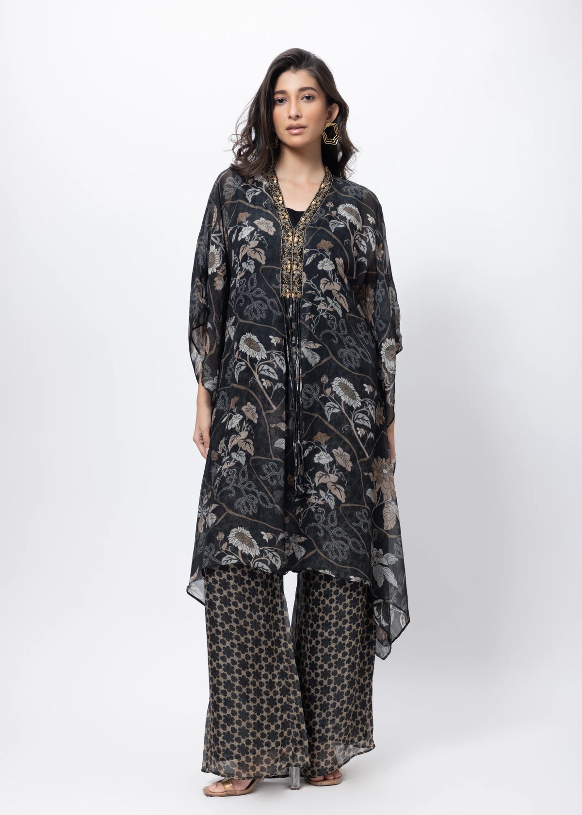 Kaftan Styled Coord Set in Black