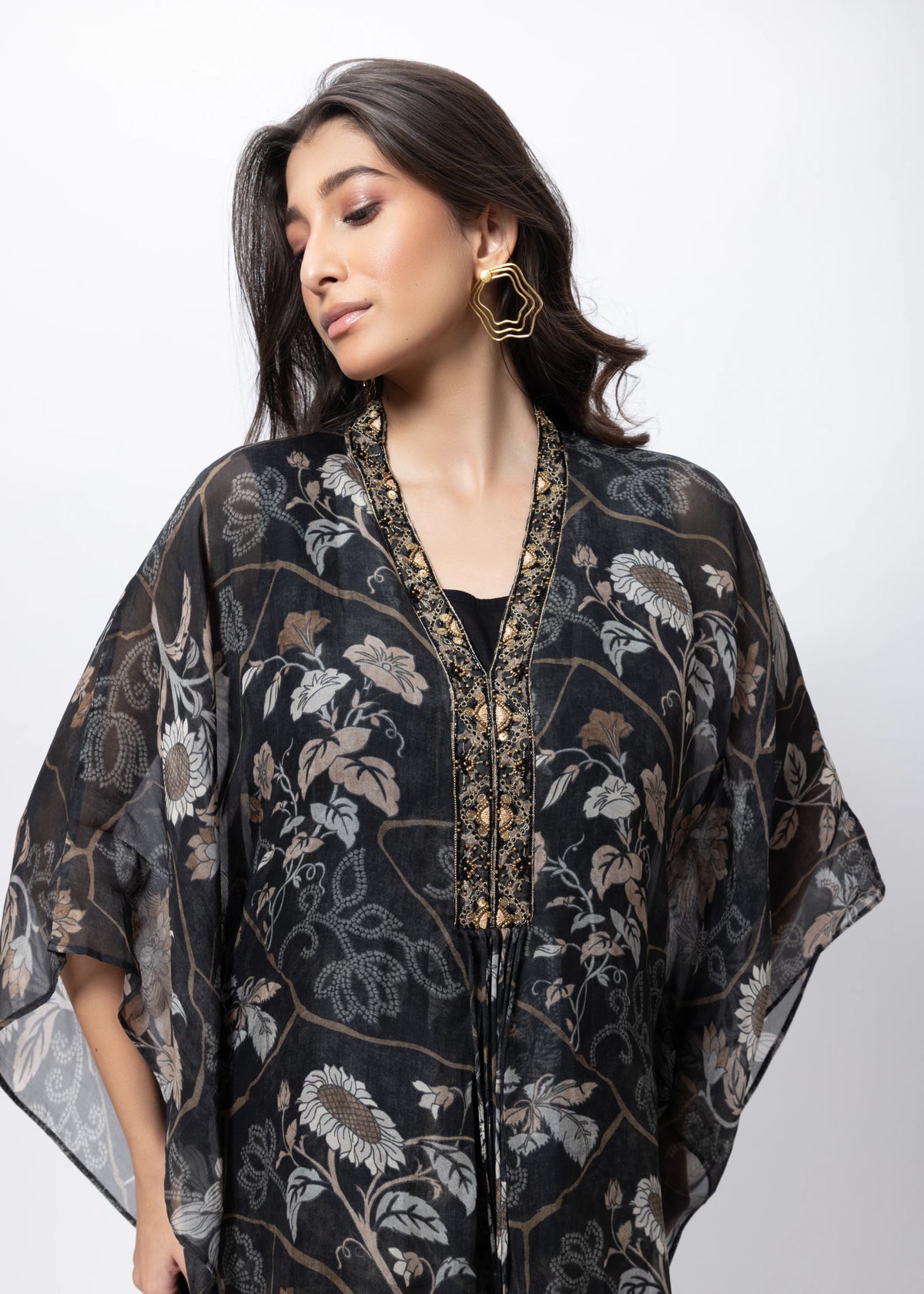 Kaftan Styled Coord Set in Black