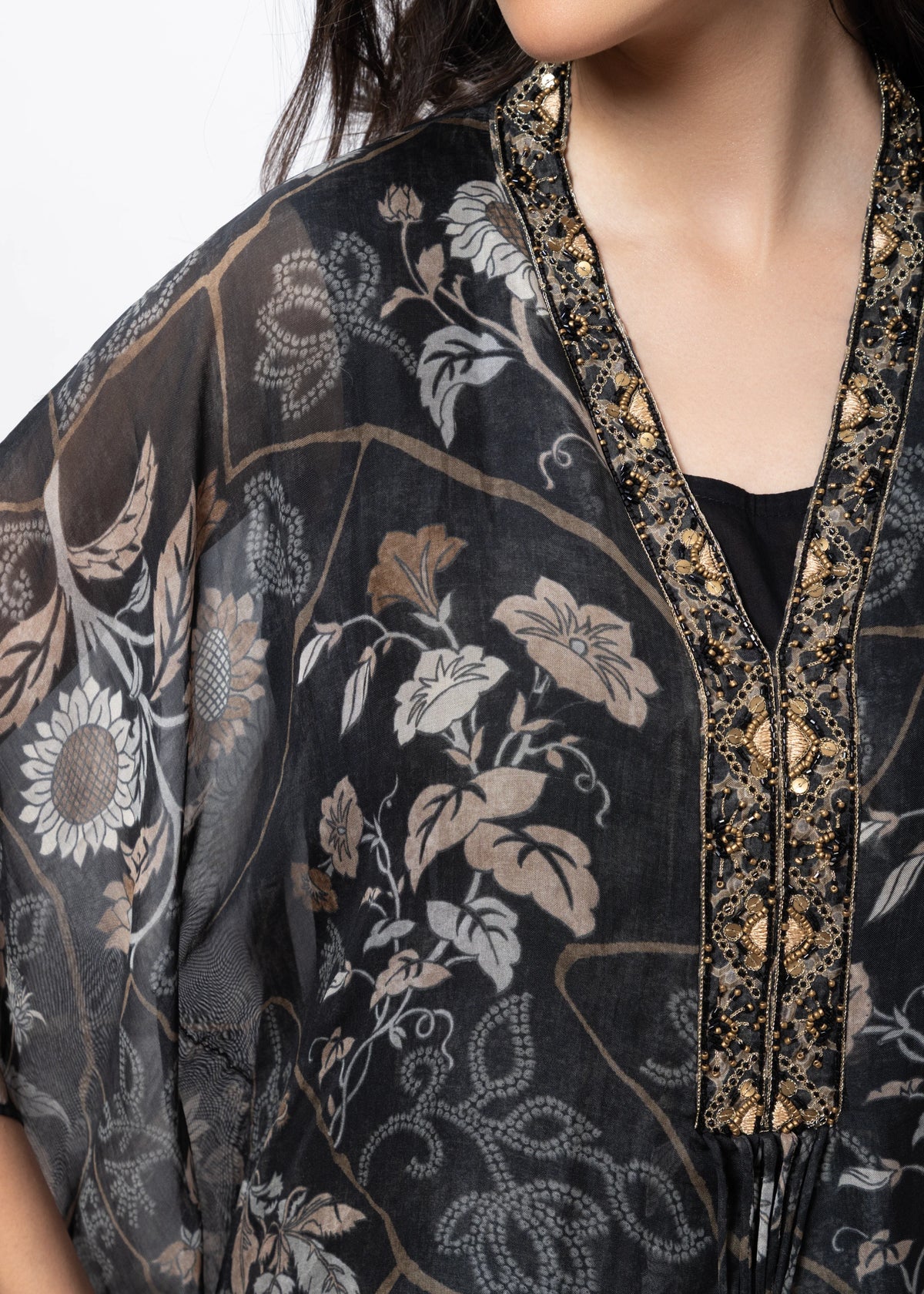 Kaftan Styled Coord Set in Black