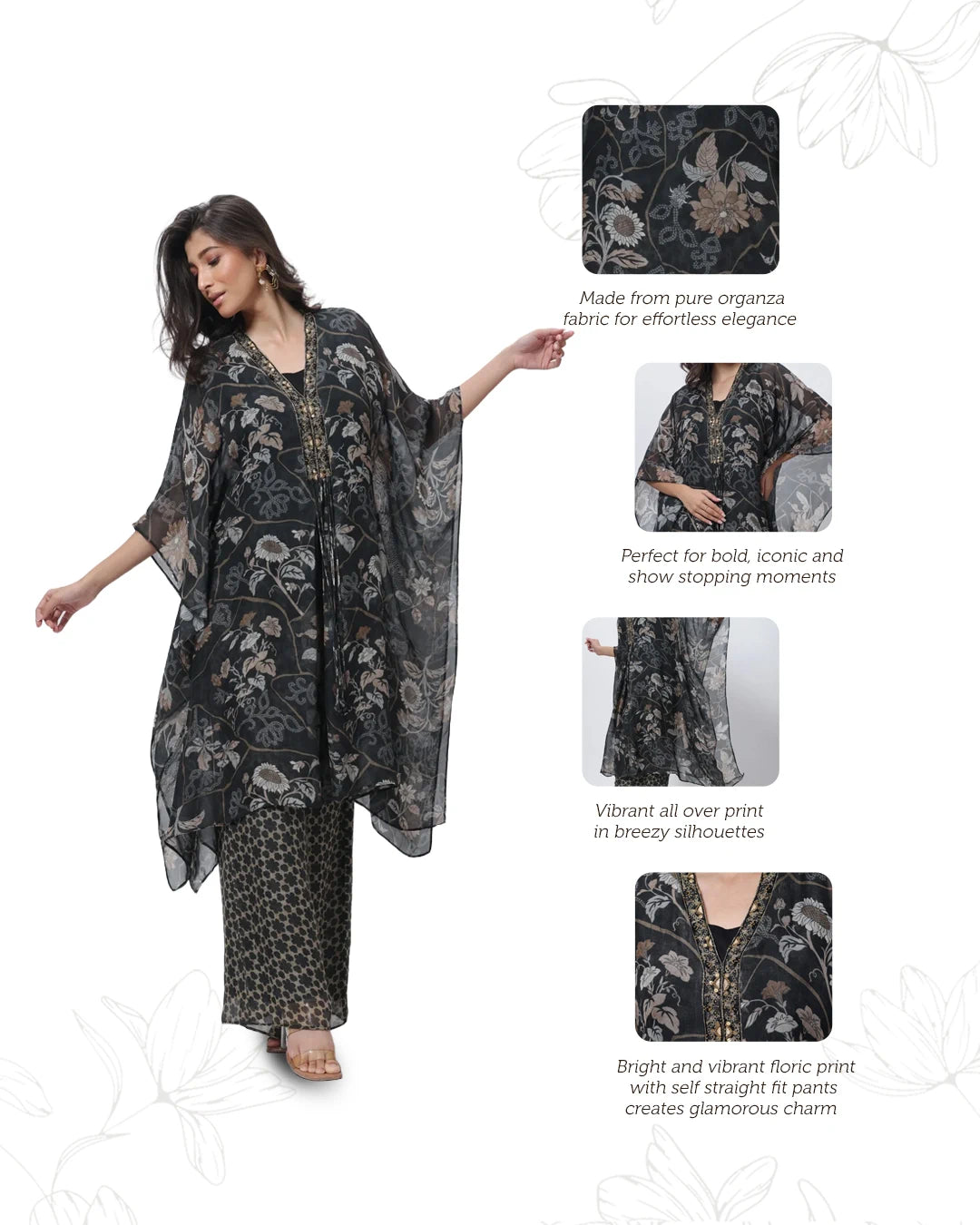 Kaftan Styled Coord Set in Black
