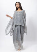Kaftan Styled Coord Set in Steel Grey