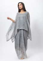 Kaftan Styled Coord Set in Steel Grey