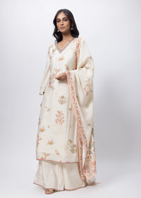 Printed Three Piece Suit Set in Ecru