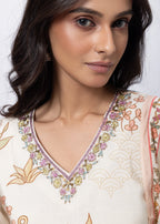 Printed Three Piece Suit Set in Ecru