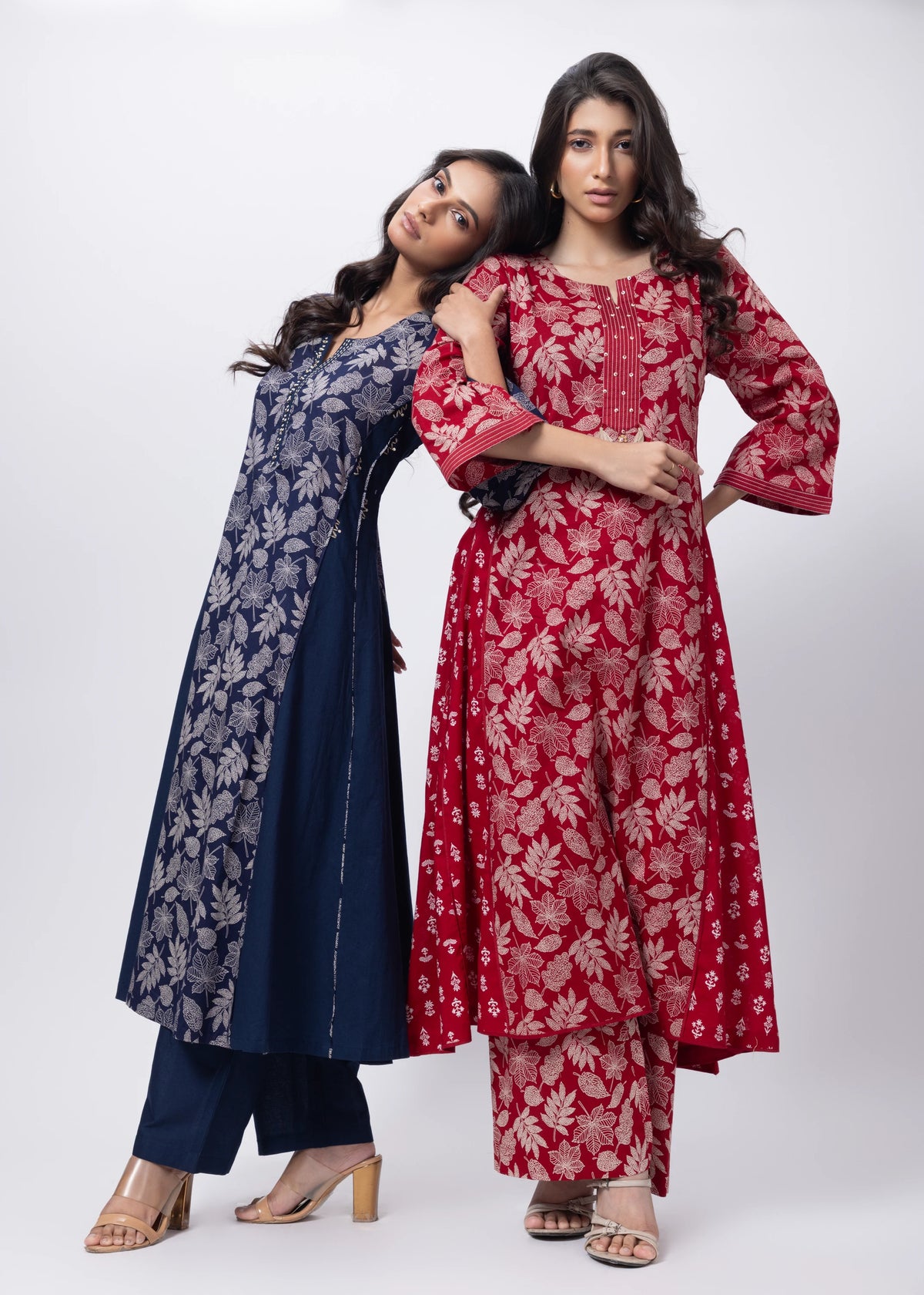 Printed Two Piece Suit Set in Blood Red