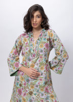 Printed Two Piece Suit Set in Green