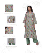 Printed Two Piece Suit Set in Green