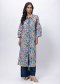 Printed Two Piece Suit Set in Blue