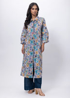 Printed Two Piece Suit Set in Blue