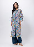 Printed Two Piece Suit Set in Blue