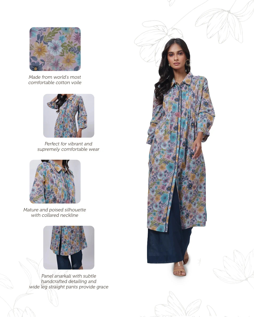 Printed Two Piece Suit Set in Blue