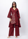 Embroidered Co-ord Set in Maroon