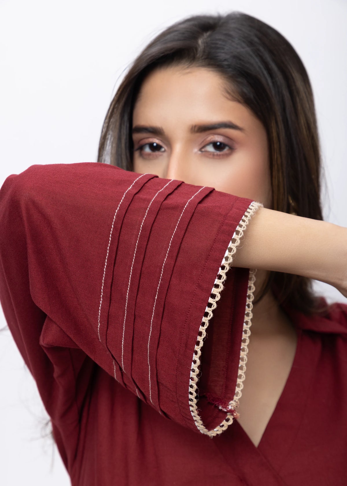 Embroidered Co-ord Set in Maroon