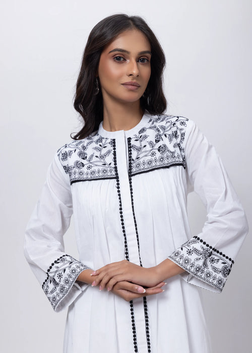 Embroidered Co-ord Set in White