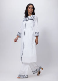 Embroidered Co-ord Set in White