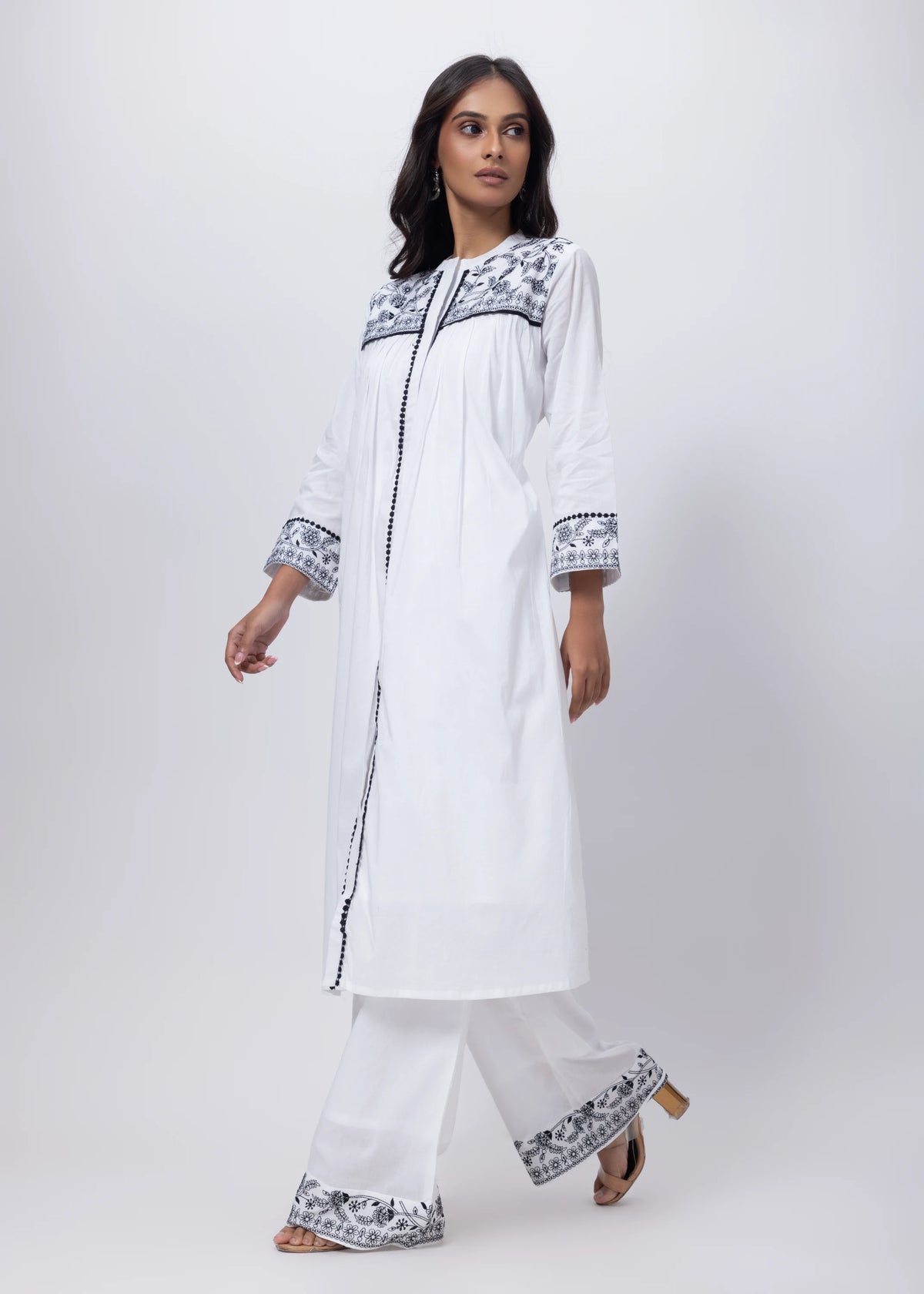 Embroidered Co-ord Set in White