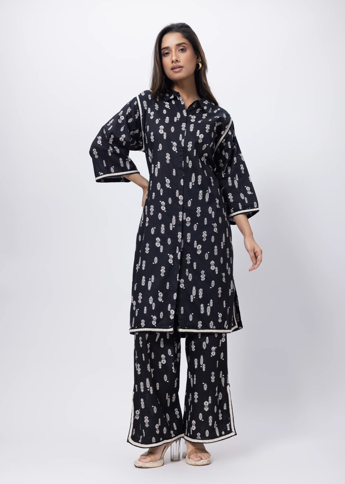 Printed Two Co-ord Set in Black