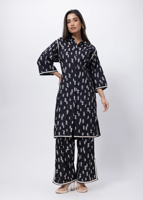 Printed Two Co-ord Set in Black